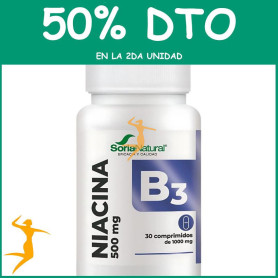 VITAMINA B3 LIBERACIÓN SOSTENIDA 30 COMPRIMIDOS SORIA NATURAL OFERTA 2 UD