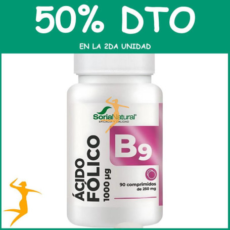 ÁCIDO FÓLICO LIBERACIÓN SOSTENIDA 90 COMPRIMIDOS SORIA NATURAL OFERTA 2 UD