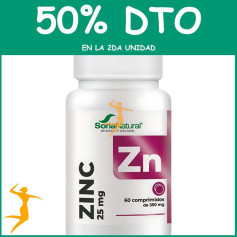 ZINC LIBERACIÓN SOSTENIDA 60 COMPRIMIDOS SORIA NATURAL OFERTA 2 UD