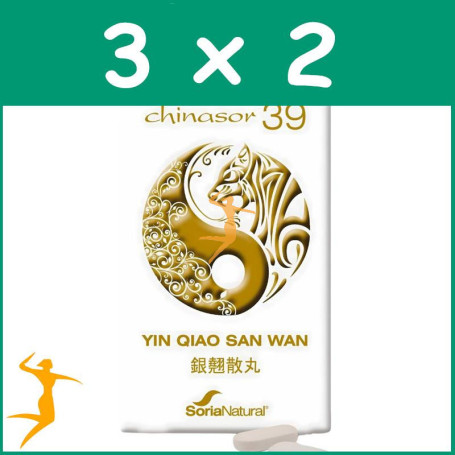 Pack 3x2 CHINASOR 39 YIN QIAO SAN WAN 30 COMPRIMIDOS SORIA NATURAL