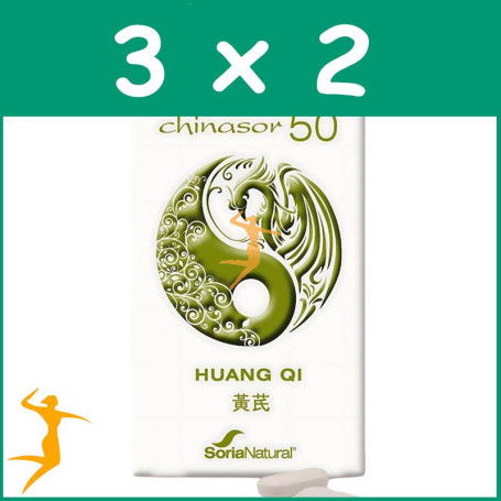 Pack 3x2 CHINASOR 50 HUANG QI 30 COMPRIMIDOS SORIA NATURAL