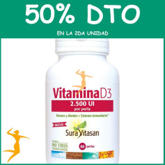 VITAMINA D3 2.500UI 60 PERLAS SURA VITASAN OFERTA 2 UD