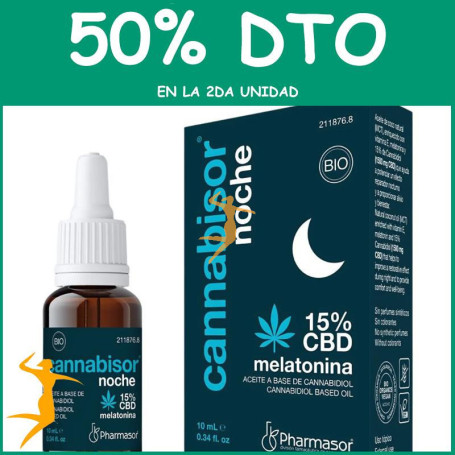 CANNABISOR NOCHE MELATONINA 15% CBD ACEITE 10ML SORIA NATURAL OFERTA 2 UD