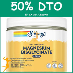 MAGNESIUM BISGLYCINATE POLVO 179G (68 DOSIS) SOLARAY OFERTA 2 UD